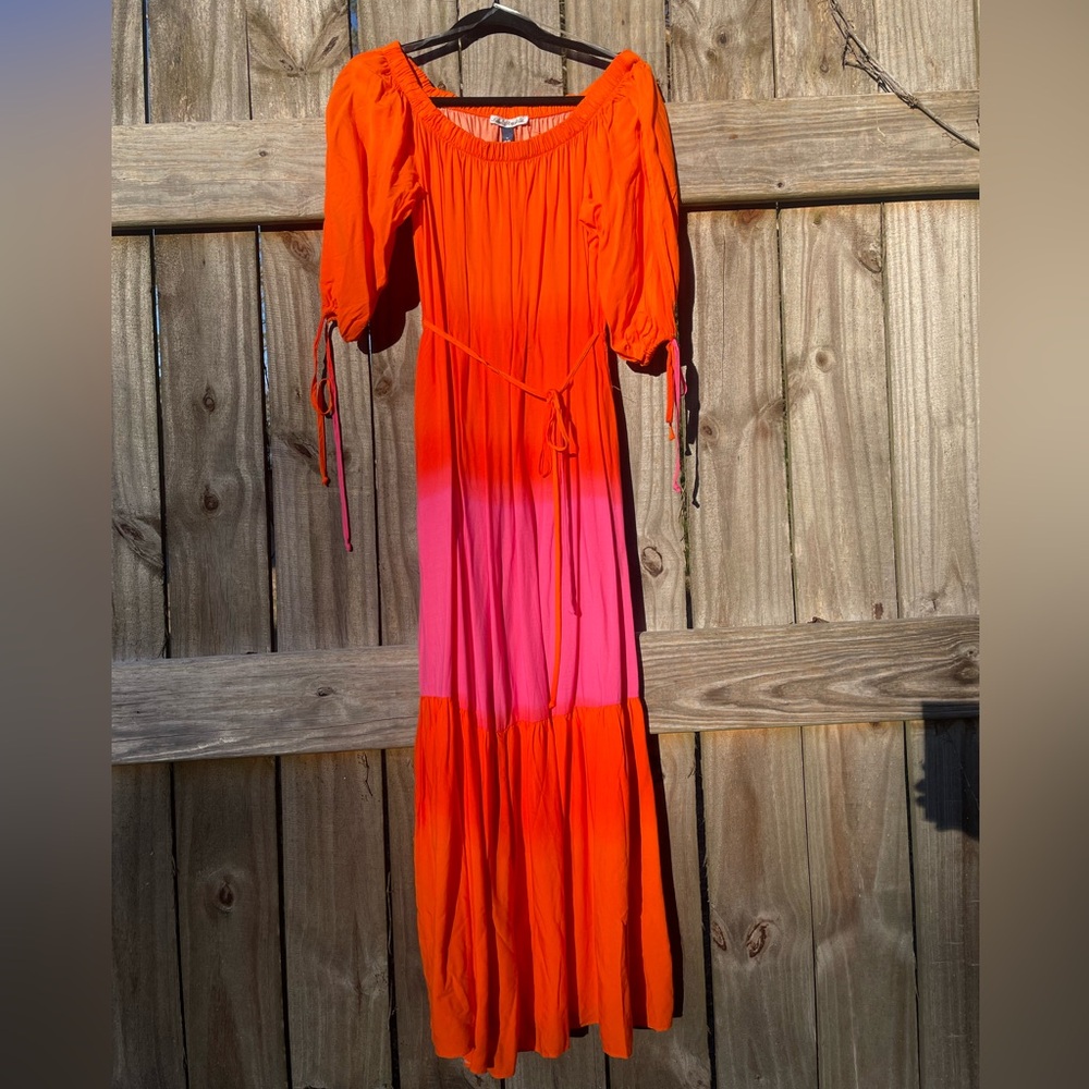 Linea Donatella Orange and Pink Women's Dress Size M